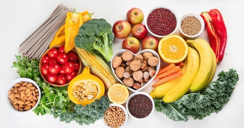 A variety of fruits and vegetables on a table. Dietary fiber can help curb weight gain, aid in digestion, and absorb nutrients. You can make small changes to add more fiber to your diet.