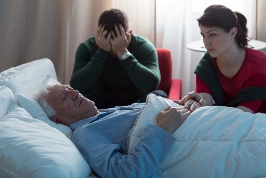 picture of dying man and children