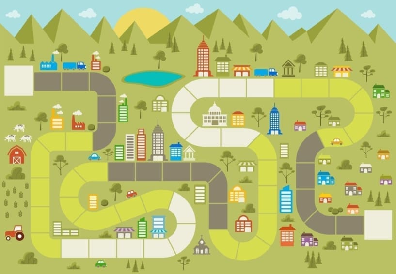 Flat map of neighborhood/city