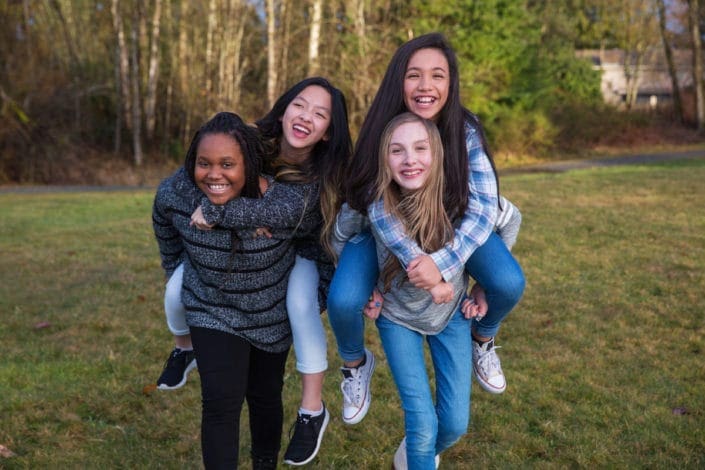 Group of girls having fun