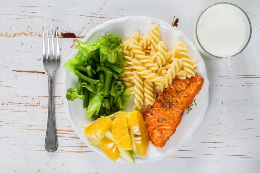 A balanced meal full of healthy food from each food group
